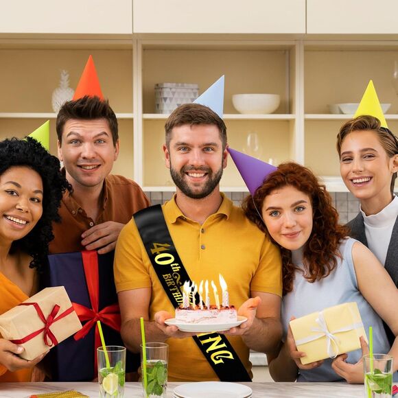 Black and Gold 40th Birthday King Sash - Picture 7 of 9